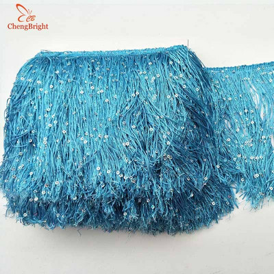 CHENGBRIGHT 1Υάρδα 20 εκ. Παγιέτες Φαρδιά Δαντέλα Κούρεμα με κρόσια Φούντα Κούρεμα για Λατινικό Φόρεμα Σκηνικά Ρούχα Αξεσουάρ Φούντα Diy