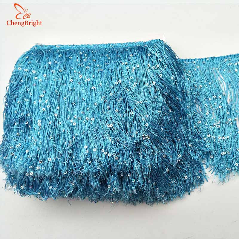 CHENGBRIGHT 1Υάρδα 20 εκ. Παγιέτες Φαρδιά Δαντέλα Κούρεμα με κρόσια Φούντα Κούρεμα για Λατινικό Φόρεμα Σκηνικά Ρούχα Αξεσουάρ Φούντα Diy