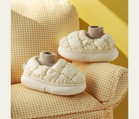 Dievčenské textilné domáce papuče s vysokou podrážkou, ponožkového typu