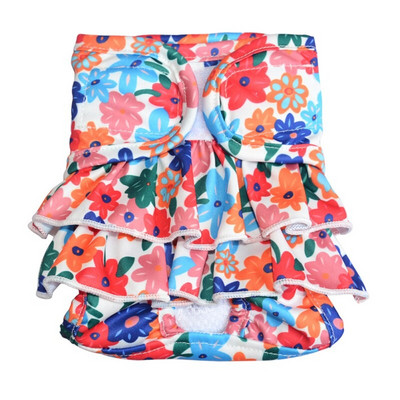 Femeie de companie câine cățeluș scutec drăguț cu imprimeu floral pantaloni fiziologici sanitari scurti chiloți reglabili scutece lenjerie reutilizabilă