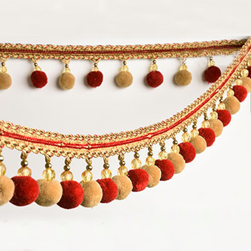 3-meetrine värvi isetegemine plüüsist pall puuvillast lint Tutt pompom ääris Kardinad Kleit Splice Aksessuaarid Riietus Pagasi kaunistus