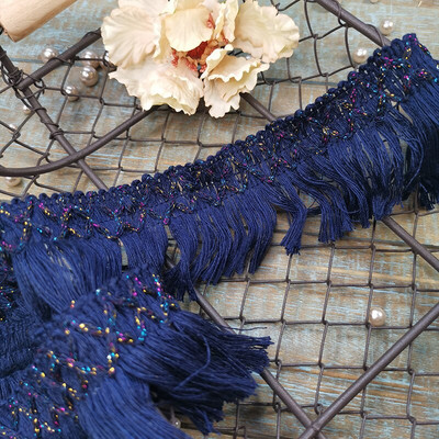 2 jardi polüesterkardin Pits Aksessuaarid Merevärvi etniline rida Fringe isetehtud rõivad, pitskaunistused, aksessuaarid 6,5 cm