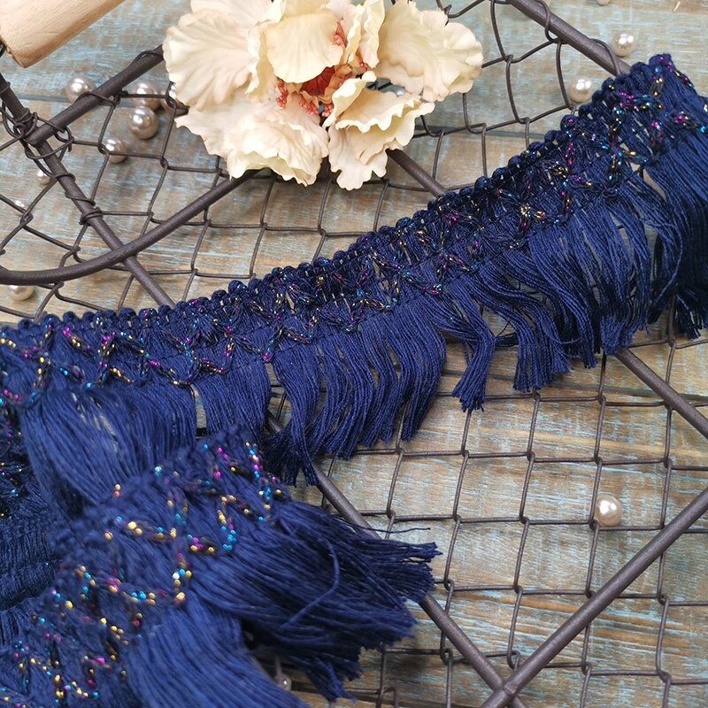 2 jardi polüesterkardin Pits Aksessuaarid Merevärvi etniline rida Fringe isetehtud rõivad, pitskaunistused, aksessuaarid 6,5 cm