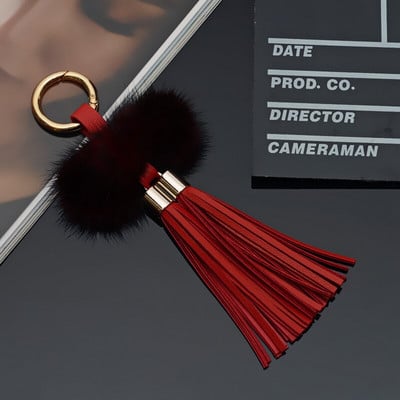 1 ks Rozdelený prsteň Mink Vlasové Strapce Šperky Závesy Odevy Dekoratívne Doplnky DIY Kľúč Mobilný telefón Taška Strapce Prívesky