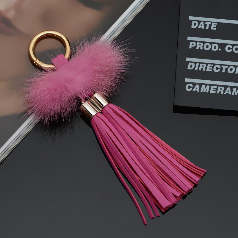 1 ks Rozdelený prsteň Mink Vlasové Strapce Šperky Závesy Odevy Dekoratívne Doplnky DIY Kľúč Mobilný telefón Taška Strapce Prívesky
