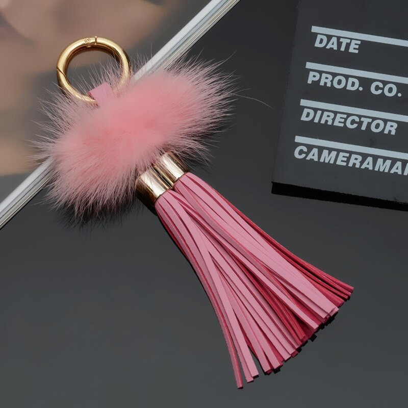 1 ks Rozdelený prsteň Mink Vlasové Strapce Šperky Závesy Odevy Dekoratívne Doplnky DIY Kľúč Mobilný telefón Taška Strapce Prívesky