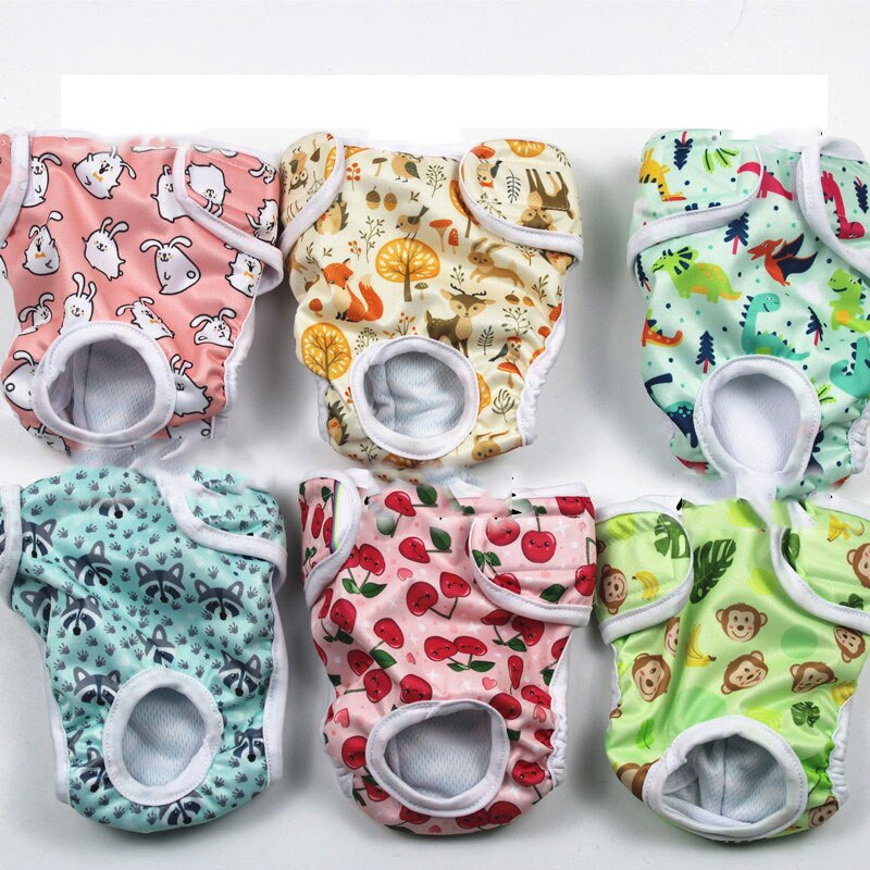 Spausdintos šunų kelnaitės, atsparios vandeniui, daugkartinio naudojimo patelės šunims, apsaugančios nuo priekabiavimo, fiziologinės kelnės, apatiniai šortai, saugus higieninis kostiumas