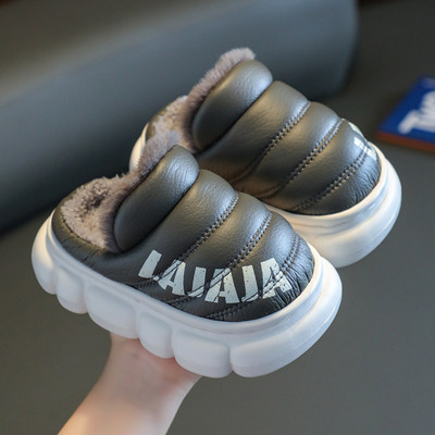 Kožené domáce papuče a papuče pre dievčatá s potlačou a teplou podšívkou