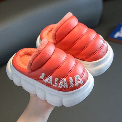 Kožené domáce papuče a papuče pre dievčatá s potlačou a teplou podšívkou