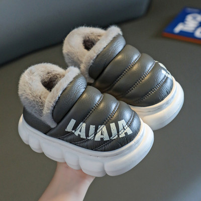 Kožené domáce papuče a papuče pre dievčatá s potlačou a teplou podšívkou