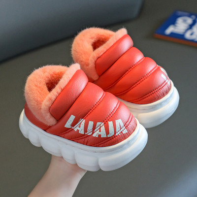 Kožené domáce papuče a papuče pre dievčatá s potlačou a teplou podšívkou