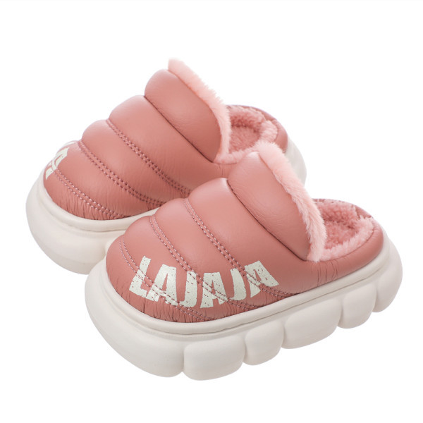 Kožené domáce papuče a papuče pre dievčatá s potlačou a teplou podšívkou