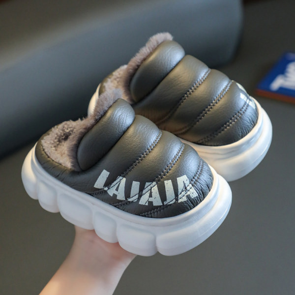 Kožené domáce papuče a papuče pre dievčatá s potlačou a teplou podšívkou