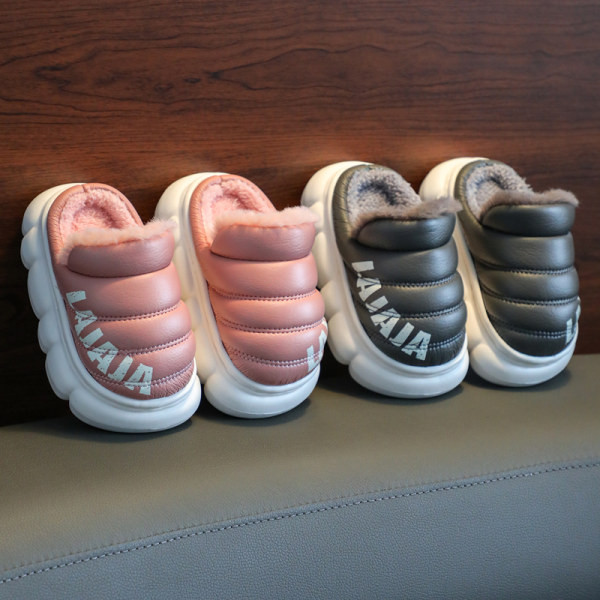 Kožené domáce papuče a papuče pre dievčatá s potlačou a teplou podšívkou