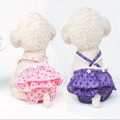 Scutec pentru câini de pluș, pantaloni fiziologici, rochie cu bretele cu buline