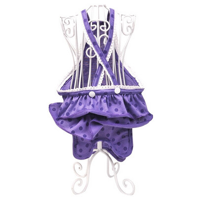 Scutec pentru câini de pluș, pantaloni fiziologici, rochie cu bretele cu buline