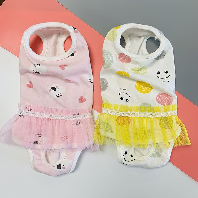 Naminio gyvūno šuns fiziologinės sanitarinės kelnės Animacinių filmų verpalų sijonas Keturkojis Vienetinės menstruacinės kelnės šuniuko katės vystyklai augintinio kostiumas