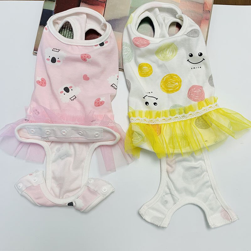 Naminio gyvūno šuns fiziologinės sanitarinės kelnės Animacinių filmų verpalų sijonas Keturkojis Vienetinės menstruacinės kelnės šuniuko katės vystyklai augintinio kostiumas