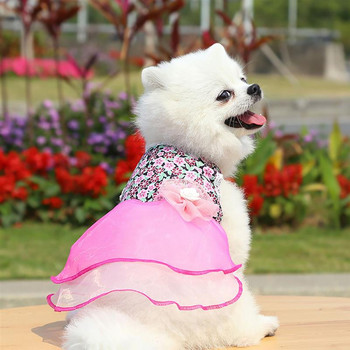 Сладка кучешка рокля Дрехи за кучета за малки кучета Модна розова червена кучешка пола Сладка принцеска рокля без ръкави Кученце Домашен любимец Котка Памучен костюм