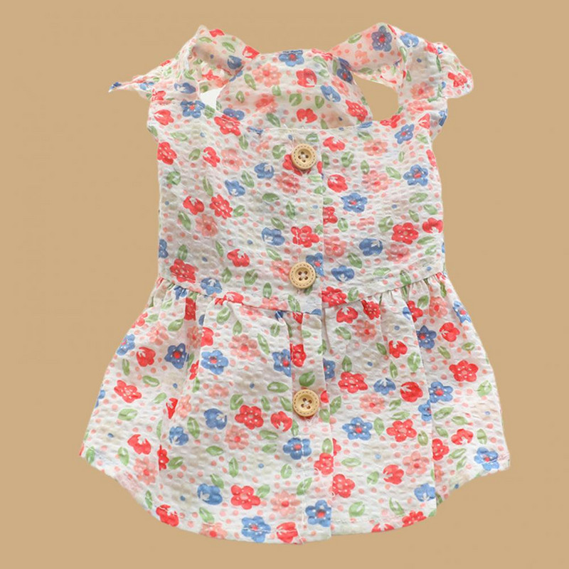 Psí sukňa s kvetinovou potlačou, priedušné oblečenie pre domáce zvieratá, mačka, pes, letný sveter, šaty na dovolenku