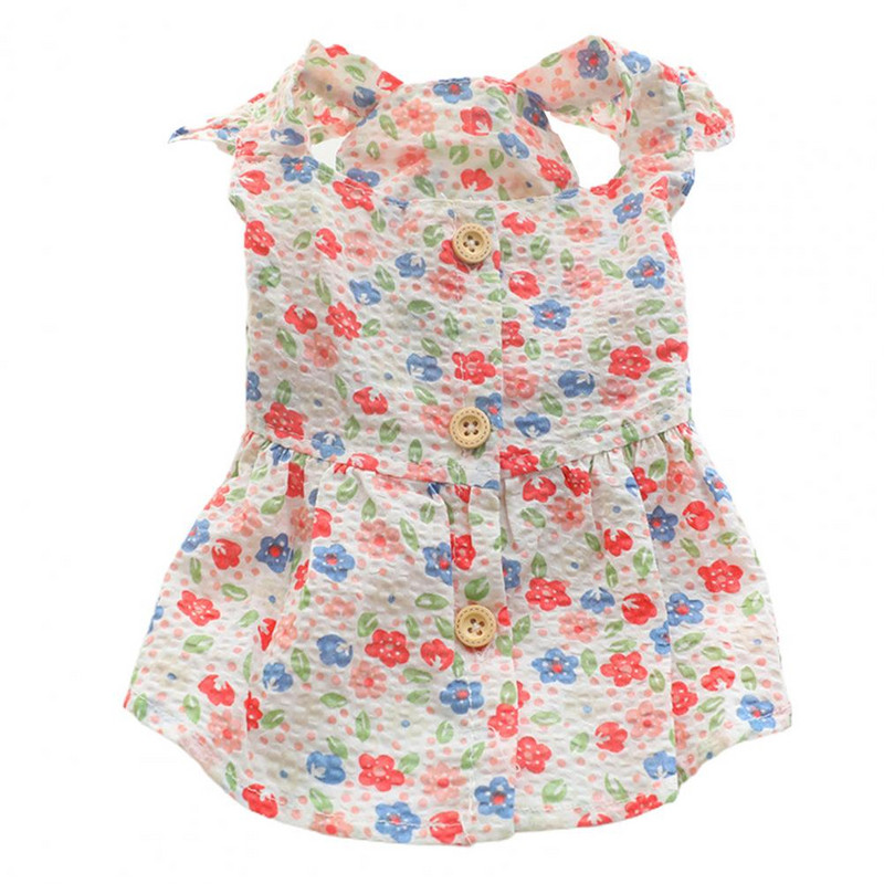 Psí sukňa s kvetinovou potlačou, priedušné oblečenie pre domáce zvieratá, mačka, pes, letný sveter, šaty na dovolenku