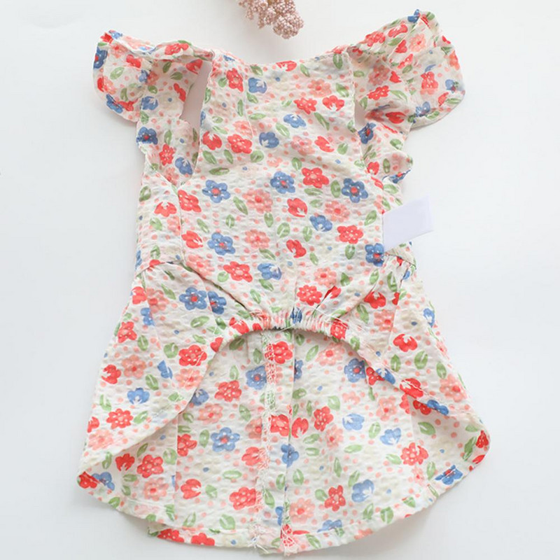 Psí sukňa s kvetinovou potlačou, priedušné oblečenie pre domáce zvieratá, mačka, pes, letný sveter, šaty na dovolenku