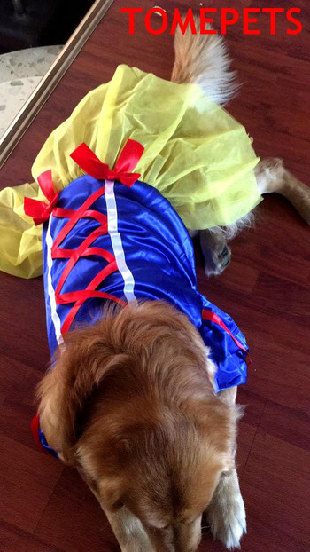 TOMEPETS Big Dog SnowWhite φόρεμα σε μπλε και κίτρινο Ρούχα κατοικίδιων ζώων για πάρτι μόνο για μεγάλο σκυλάκι, τρία διαθέσιμα μεγέθη