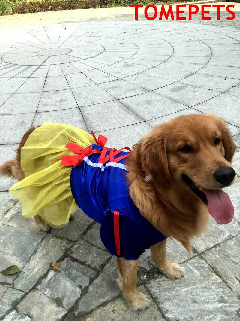 TOMEPETS Sukňa pre veľkých psov Biele šaty v modro-žltej farbe Oblečenie pre domáce zvieratá na párty iba pre veľkých psíkov Dostupné v troch veľkostiach