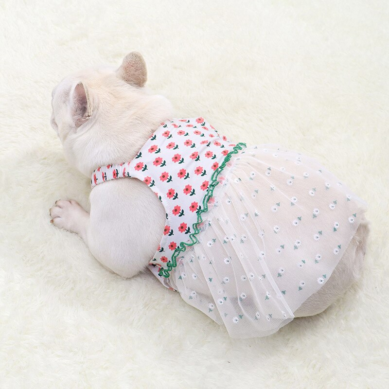 Rochie de prințesă pentru câini de companie, fustă de primăvară, vară, haine pentru câini de talie mică, mijlocie, cățeluș, buldog francez, ținute pentru câini