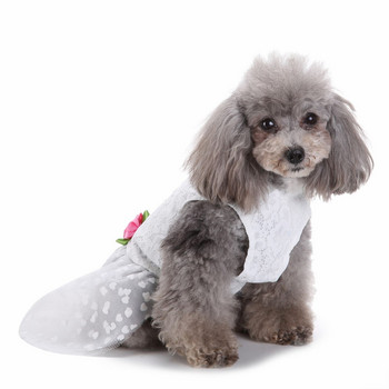 Малко момиче Котешки дрехи Сладък домашен любимец Бяла пола Дишаща лятна риза без ръкави Удобни кучешки дрехи за кучета Среден размер Женско куче