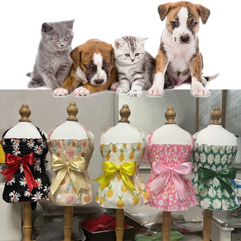 Χαριτωμένη φούστα σκυλιών Γλυκό φόρεμα με σφεντόνα για κατοικίδια Αναπνεύσιμα ρούχα για σκύλους Καλοκαιρινό φόρεμα πριγκίπισσας για γάτα Ρούχα φιόγκου για γάτες Προμήθειες για κατοικίδια