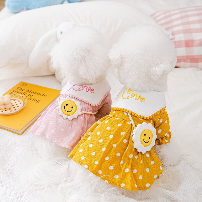 Νέα άφιξη Ρούχα για σκύλους για Άνοιξη Καλοκαίρι Λουλούδι Λεπτά υπέροχα ρούχα για κουτάβι Princess Small Dog Teddy Pet Γιλέκο γάτα Ρούχα φούστα