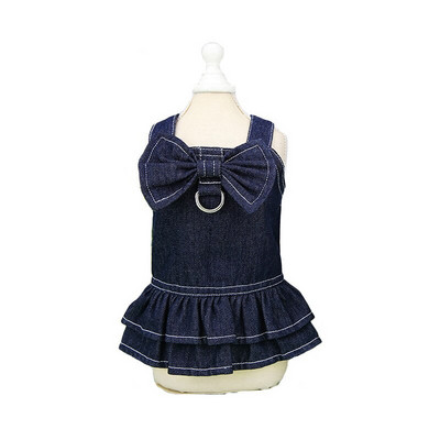 Fuste de blugi pentru câini drăguț pentru animale de companie papion costum denim primăvară vară haine pentru animale de companie pentru câini de talie mică, pisici, vestă, chihuahua, hiromi, îmbrăcăminte pentru căței