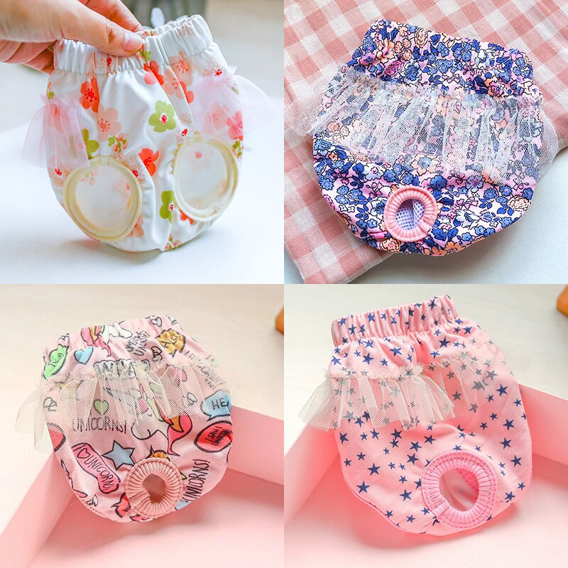 Mäkké bavlnené šortky pre psov a mačky, roztomilá potlač, oblečenie proti obťažovaniu pre malé psy, čivavy a yorkshirské menštruačné nohavice