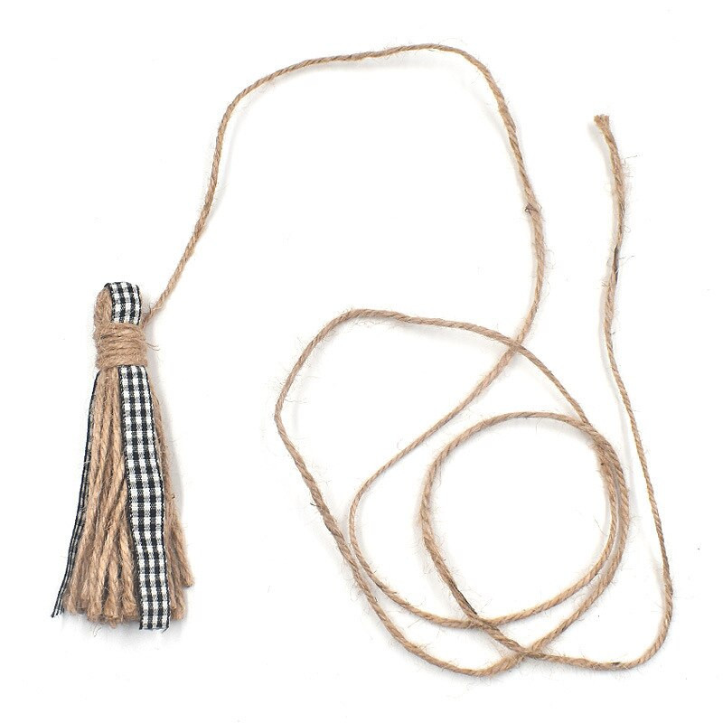 Strapce z juty 12 cm, ozdobná šnúrka v štýle prírodnej juty, na rodinnú výzdobu hotela, svadobnú hostinu...