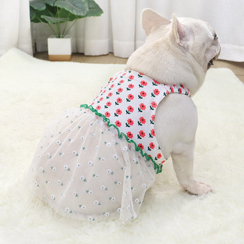 Сладка флорална рокля за домашни кучета Пролет Лято Пола на принцеса Дрехи за малко средно куче Кученце Чихуахуа Мопс Облекло за френски булдог