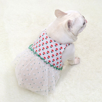 Сладка флорална рокля за домашни кучета Пролет Лято Пола на принцеса Дрехи за малко средно куче Кученце Чихуахуа Мопс Облекло за френски булдог