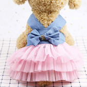 Suvine koerapits Tullle kleit Lemmiklooma koera riided Kutsikas Tutu Pet Bowknot Väike koerte sünnipäevapidu pulmapael Kleit Lemmiklooma riided