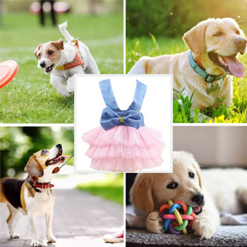 Καλοκαιρινό φόρεμα με δαντέλα τούλι για σκύλους Ρούχα για κατοικίδια Puppy Tutu Pet Bowknot Μικρό πάρτι γενεθλίων για σκύλους Φόρεμα για γαμήλια παπιγιόν Ρούχα για κατοικίδια