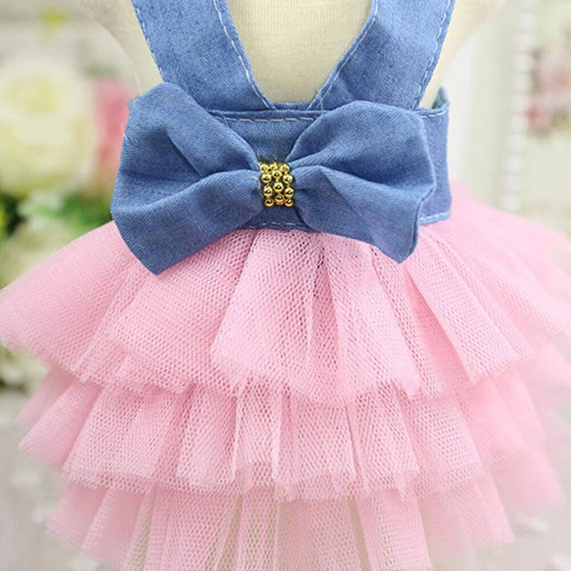 Suvine koerapits Tullle kleit Lemmiklooma koera riided Kutsikas Tutu Pet Bowknot Väike koerte sünnipäevapidu pulmapael Kleit Lemmiklooma riided