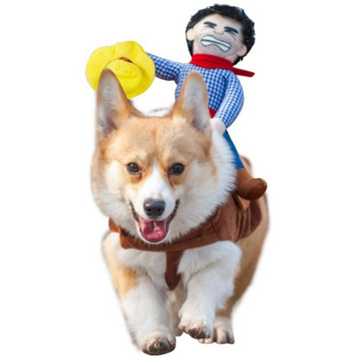 Pet Funny Riding Clothes Cowboy Rider Clothes For Dog Puppy Chihuahua Teddy Cowboy Knight Style Cute Pet Cosplay Costume Newest