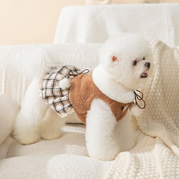 Есен и зима Куче Удебелена топла сладка мечка кучешка пола с шал мечка кучешка жилетка пола котка рокля за домашни любимци рокля за кучета