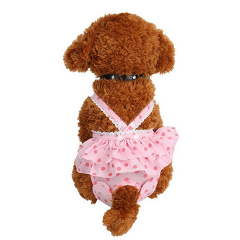 Сладка рокля на точки Домашно куче Физиологични панталони Кученца Рокля за момичета Санитарни къси гащички Пелени за кучета, които се перат Санитарни поли