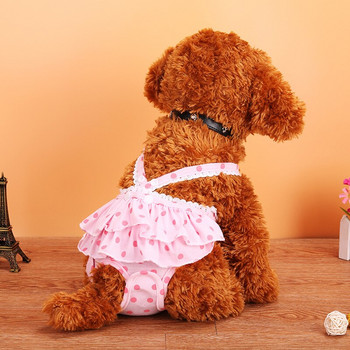 Сладка рокля на точки Домашно куче Физиологични панталони Кученца Рокля за момичета Санитарни къси гащички Пелени за кучета, които се перат Санитарни поли