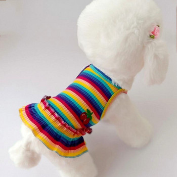 Ρούχα για κατοικίδια για άνοιξη/καλοκαίρι μόδα Χρώμα ρίγες Cherry Princess φούστα γιλέκο σκύλου Teddy Bichon Schnauzer Ρούχα για κουτάβια Προμήθειες για κατοικίδια
