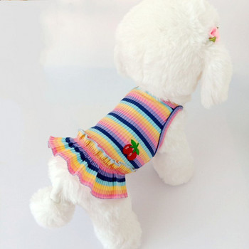 Ρούχα για κατοικίδια για άνοιξη/καλοκαίρι μόδα Χρώμα ρίγες Cherry Princess φούστα γιλέκο σκύλου Teddy Bichon Schnauzer Ρούχα για κουτάβια Προμήθειες για κατοικίδια