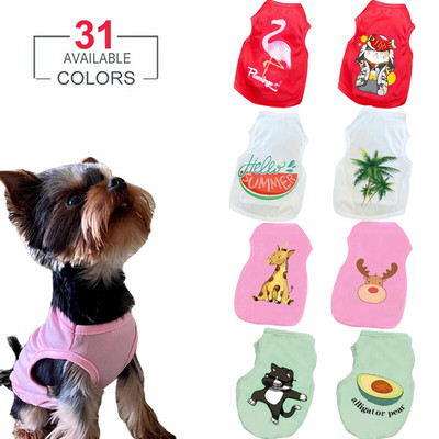 Ρούχα για σκύλους για μικρά σκυλιά Χαριτωμένα μπλουζάκια καλοκαιρινά κατοικίδια με στάμπα για κουτάβι Ρούχα για σκύλους για κατοικίδια Γιλέκο κατοικίδιων ζώων Βαμβακερό μπλουζάκι Pug Κοστούμια
