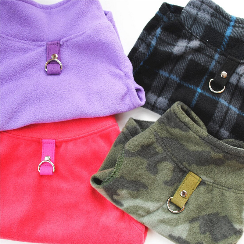 Ζεστό Fleece Ρούχα για σκύλους για φθινόπωρο Χειμερινό Παχύ γιλέκο Μπλουζάκι για σκύλους Μικρά μεσαία μπλουζάκια Κοστούμια καρό μπουφάν με δαχτυλίδι πρόσφυσης