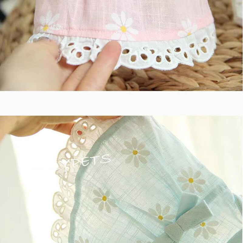 Φούστα δαντέλα Χαριτωμένο φόρεμα με στάμπα παπιγιόν Μικρό μεσαίου μεγέθους Ρούχα σκύλου για γάτα Chihuahua Yorkshire Bulldog Summer Suspender