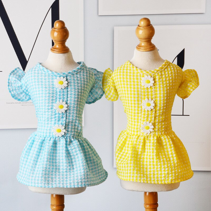 Letné šaty pre domáce zvieratá s kvetinovým vzorom a roztomilými princeznovskými šatami pre narodeniny a párty, oblečenie pre malé a stredné psy, oblečenie pre šteniatka...